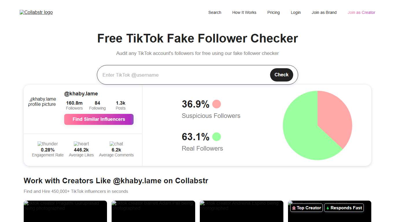 Free TikTok Fake Follower Checker | Collabstr