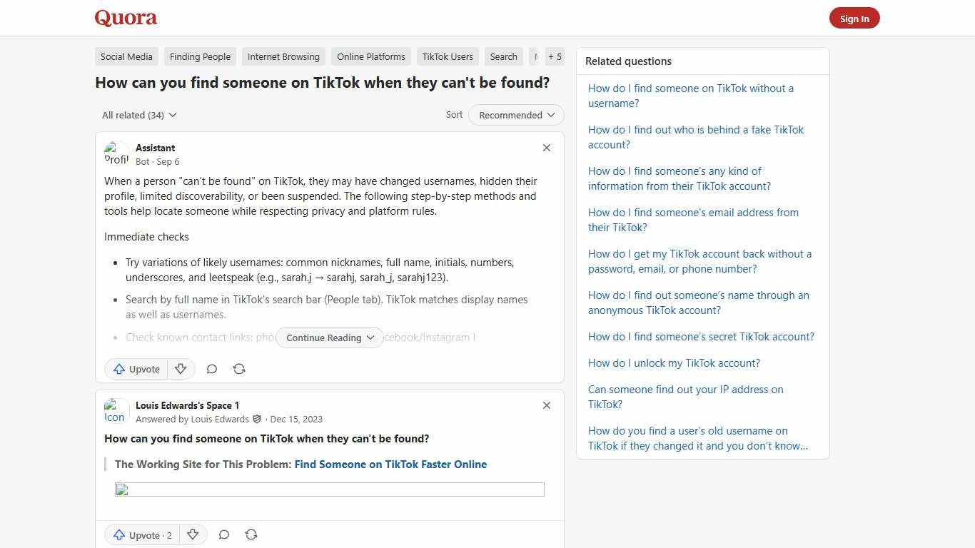 How to find someone on TikTok when they can't be found - Quora